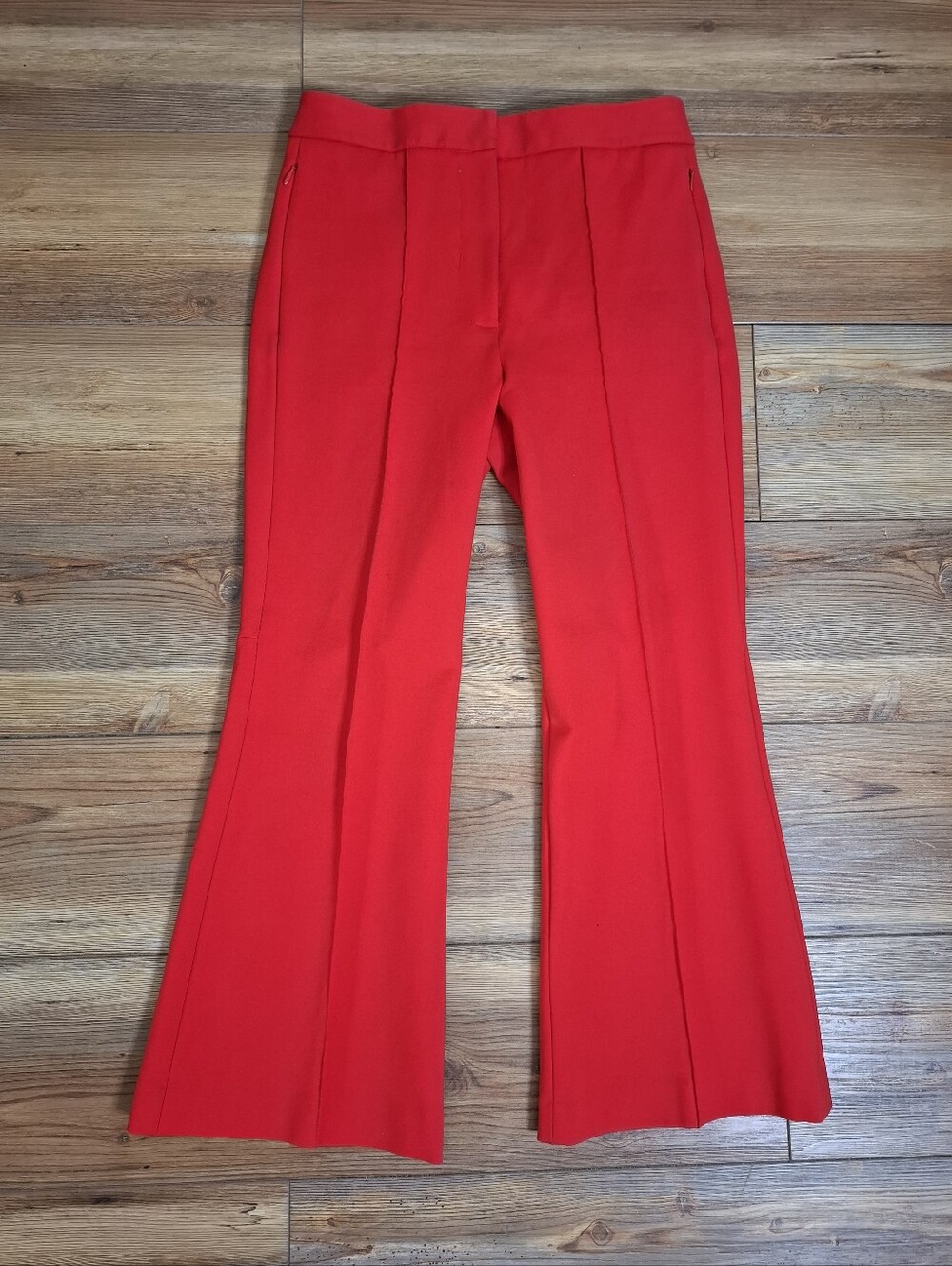 Tibi Women's Red Jane Pant 2 Crop Flare